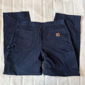 Carhartt Men's Washed Duck Work Dungaree Pant Navy Size 36x32